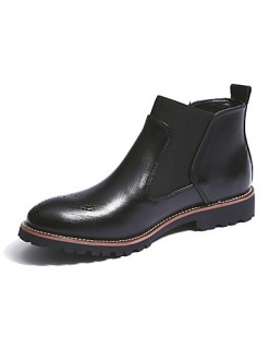 Shoes Leather Office  Career / Casual Boots Office  Career / Casual Low Heel Split Joint Black / Brown / Burgundy  