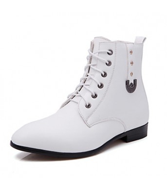 Shoes Leather / Leatherette Outdoor / Casual / Athletic Boots Outdoor / Casual / Athletic Flat Heel Rivet Black / White  